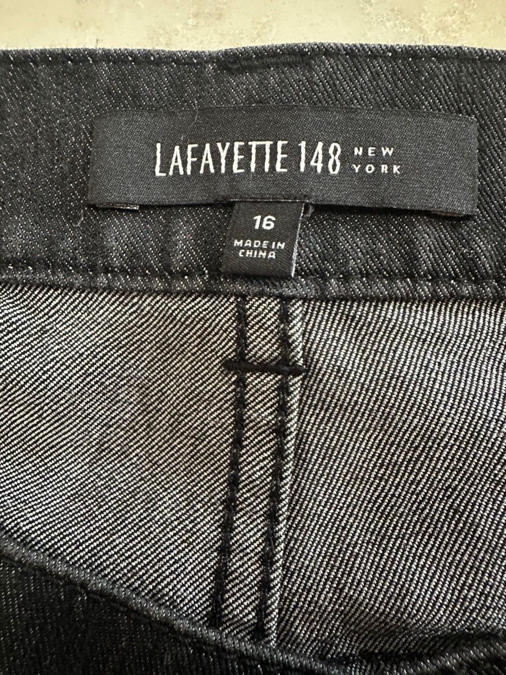 Lafayette 148 New York Black Denim Straight Leg Jeans Size 16